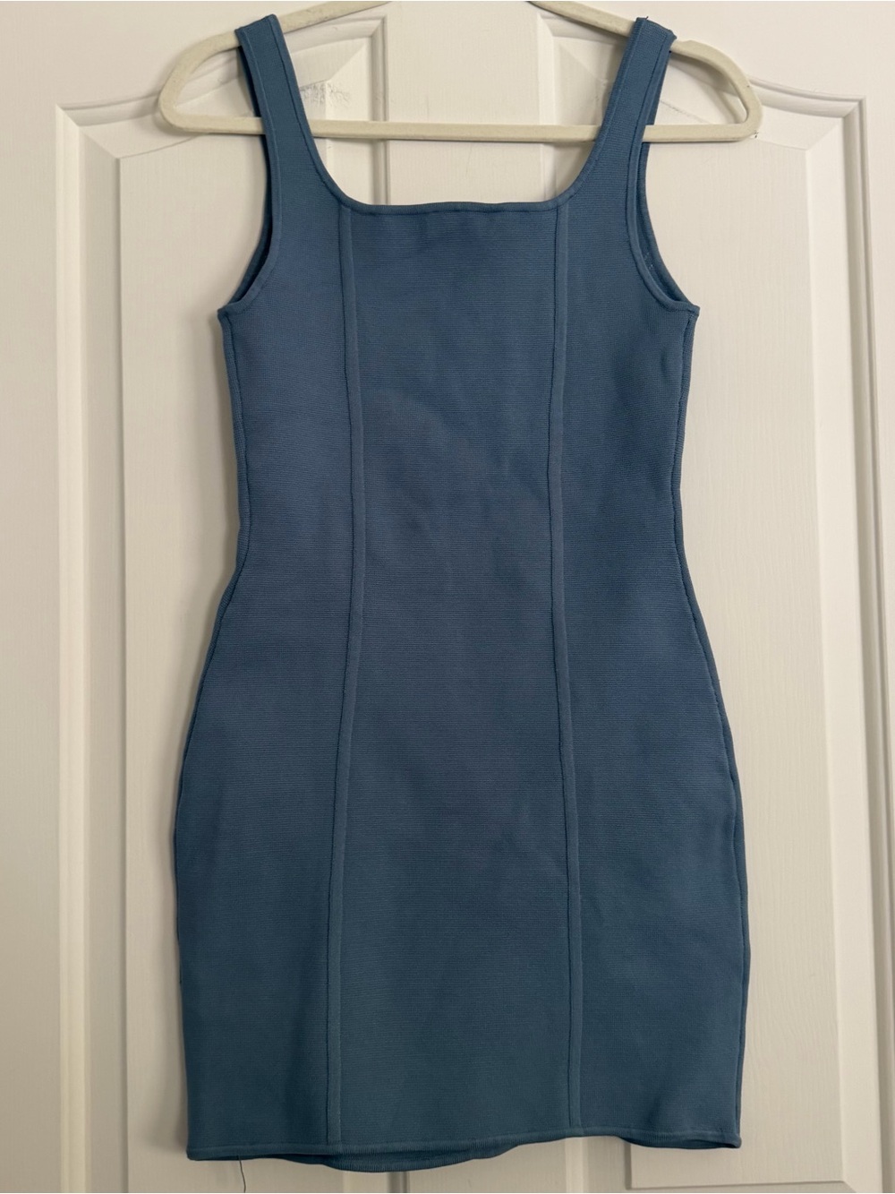 Babaton Aritzia Blue Square Neck Bodycon Mini Dress S